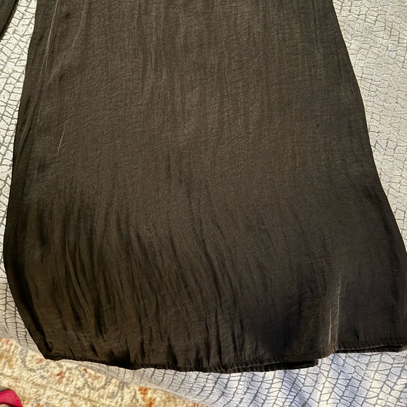 NWT ZARA KHAKI SHINY WIDE LEG PANTS TROUSERS Size S. Black . Pre owned like new - Picture 11 of 12